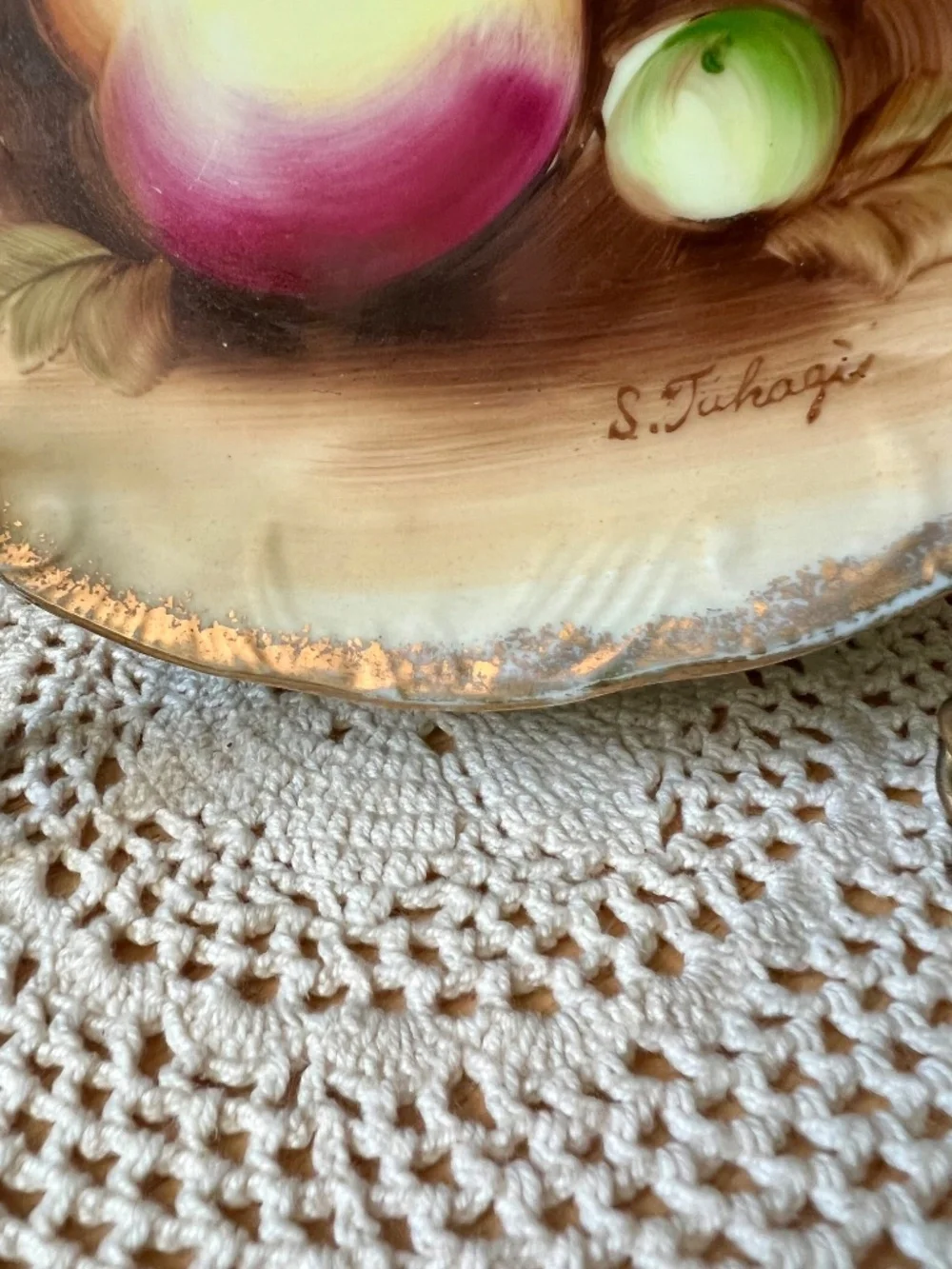Hand Painted S.Takagi Japan Wall Decor Plate Still Life Fruit Art Warm Tones 8